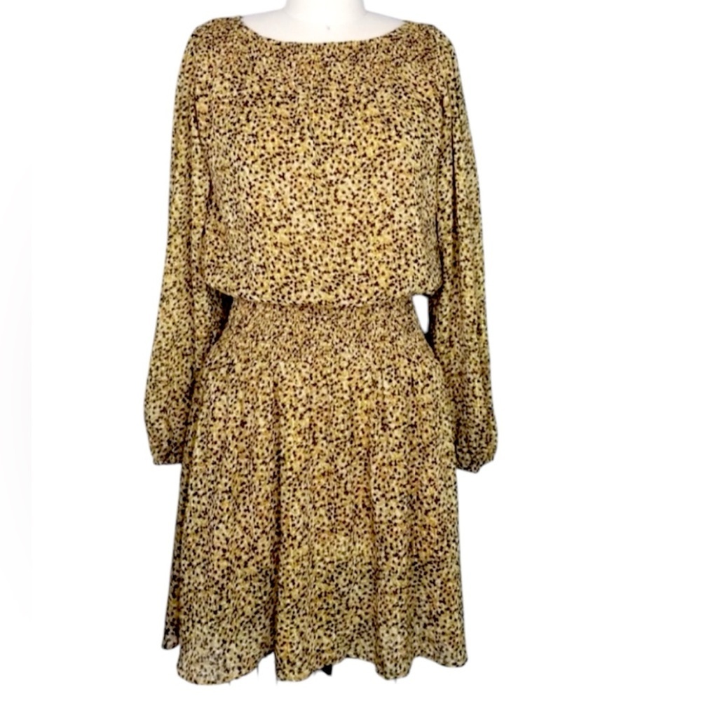 Textile Elizabeth & James Animal Print Cottagecore Long Sleeve Shift Dress Large